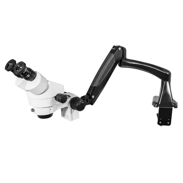 7X-45X Widefield Zoom Stereo Microscope, Binocular, Pneumatic Articulating Arm Table Clamp, SKU SZ02010721, three quarter front view