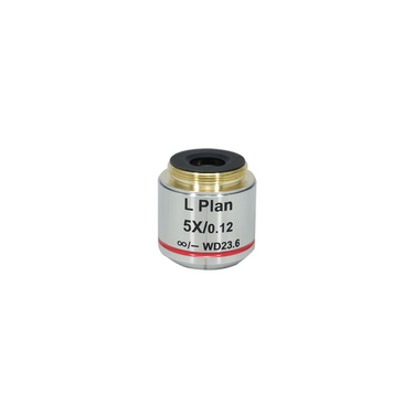 5X Infinity-Corrected Plan Achromatic Metallurgical Microscope Objective Lens Working Distance 21.026mm, SKU MT03023231, three quarter front view