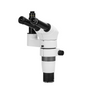 8-65X Parallel Zoom Stereo Microscope Head, Trinocular, Eyetube Angle 20 Degrees with Focusable Eyepieces, SKU PZ04011231, three quarter front view