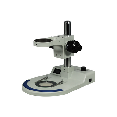 Microscope Post Stand, 76mm Fine Focus Rack, Bottom LED Light Base (Dimmable), SKU ST05021202, three quarter front view