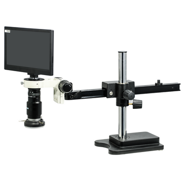 1-6X 2.0 Megapixels CMOS LED Light Ball Bearing Boom Stand Video Zoom Microscope, SKU MZ02110454, three quarter front view