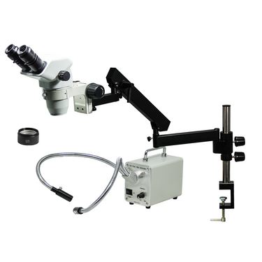 3.35-45X LED Light Flexible Arm Binocular Zoom Stereo Microscope, SKU SZ02060725, three quarter front view