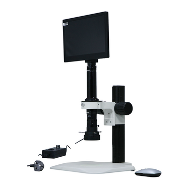 0.58-7X 2.0 Megapixels CMOS LED Light Track Stand Video Zoom Microscope, SKU MZ02130207, three quarter front view