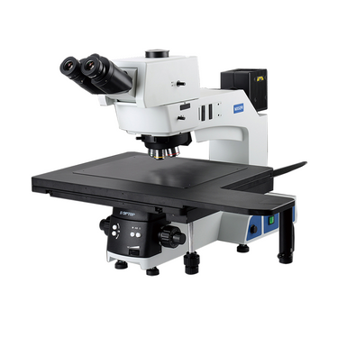50-500X Halogen Coaxial Reflection Light XY Stage Travel Distance 356x305mm Trinocular Metallurgical Microscope, SKU MT05180303, three quarter front view