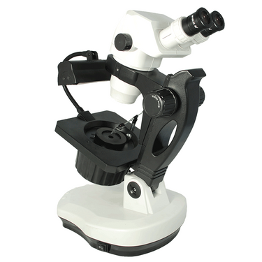 6.7X-45X Professional Jewelry Gem Stereo Zoom Microscope, Binocular, Fluorescent/Halogen Light, Dark Field, SKU JM05010101, three quarter front view