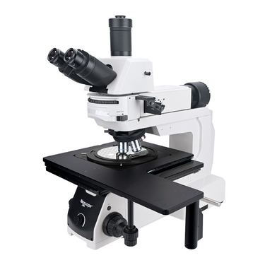 50-500X LED Coaxial Reflection Light XY Stage Travel Distance 210x210mm Trinocular Metallurgical Microscope, SKU Nexcope-NX800-Trinocular, three quarter front view