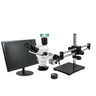 2.0 Megapixels 3.35-45X CMOS Polarizing LED Light Dual Arm Stand Trinocular Zoom Stereo Microscope, SKU SZ02060538, three quarter front view