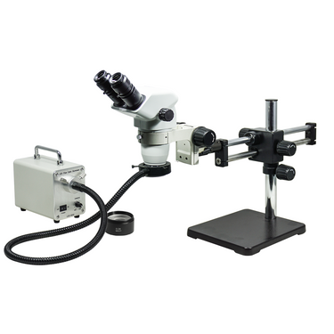3.35-45X LED Light Dual Arm Stand Binocular Zoom Stereo Microscope, SKU SZ02060529, three quarter front view