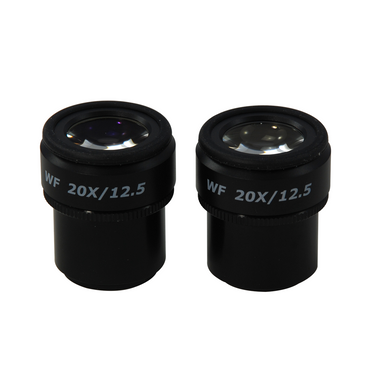 WF 20X Widefield Focusable Microscope Eyepiece, High Eyepoint, 30mm, FOV 12.5mm, Adjustable Diopter (Pair), SKU SZ17013621, three quarter front view