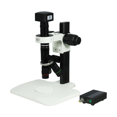 1.5-50X 5.0 Megapixels CMOS Track Stand Nosepiece Video Zoom Microscope, SKU MZ02370233, three quarter front view