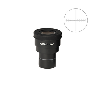 10mm/100 Div Eyepiece Field of View Dia. 22mm 10X Reticle Eyepiece ( Dia. 30/FN22), SKU MT05162232, three quarter front view