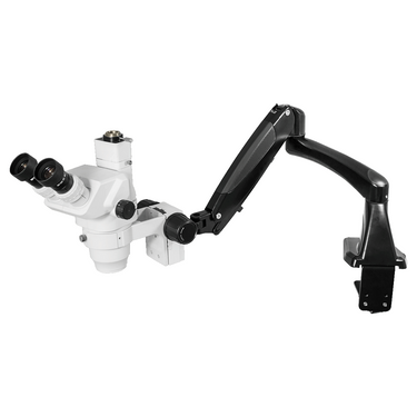 6.7-45X Pneumatic Arm Trinocular Zoom Stereo Microscope, SKU SZ02020731, three quarter front view