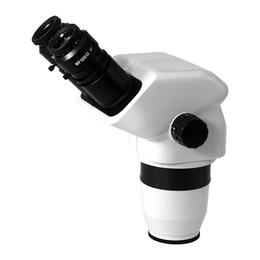 6.7-45X Binocular Zoom Stereo Microscope Head, Field of View 22mm Working Distance 100mm, SKU SZ05021121, three quarter front view