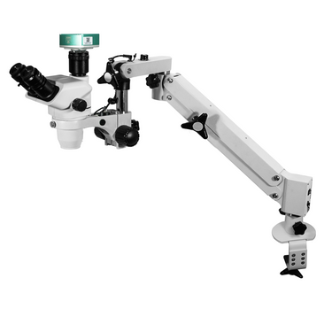 2.0 Megapixels 3.35-22.5X CMOS Pneumatic Arm Trinocular Zoom Stereo Microscope, SKU SZ02060754, three quarter front view
