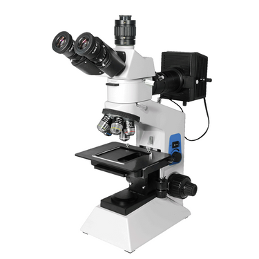 50X-1000X Metallurgical Microscope, Trinocular, Halogen Light, Bright Field, SKU MT05070303, three quarter front view