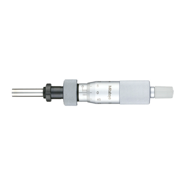 0-1″ Mechanical Micrometer Head Graduation 0.001″ 1" Flat with Clamp Nut Mechanical Micrometer Head (with Spindle Lock, Thimble Diameter: Dia. 18mm), SKU Mitutoyo-150-214, three quarter front view