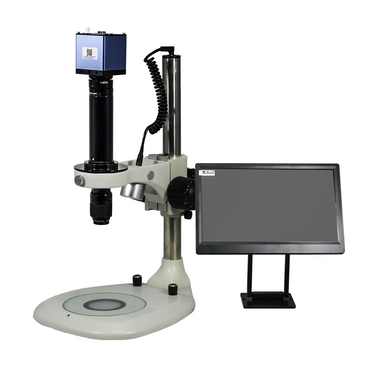 0.58-7X 2.0 Megapixels CMOS Post Stand LED Dual Illuminated Light Video Zoom Microscope, SKU MZ02130113, three quarter front view