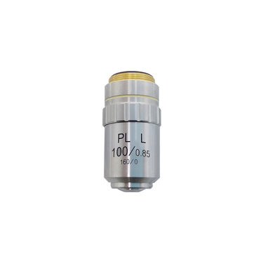 Objective Working Distance 0.4mm 100X Long Working Distance Plan Achromatic Metallurgical Objective, SKU MT14023832, three quarter front view