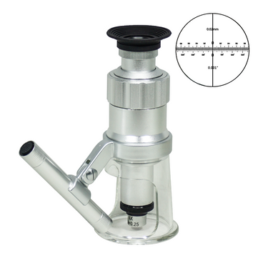 60X LED Portable Shop Field Inspection Measuring Microscope + Pen Light and Helicoid Focus, SKU PM42010312, three quarter front view
