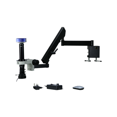 0.58-7X 8 Megapixels CMOS LED Light Flexible Arm Video Zoom Microscope, SKU MZ02130706, three quarter front view