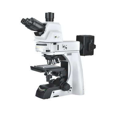50-1000X Halogen Coaxial Reflection Light XY Stage Travel Distance 102x102mm Trinocular Metallurgical Microscope, SKU Nexcope-NM930RF-Trinocular, three quarter front view