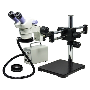 3.5-30X LED Light Dual Arm Stand Binocular Zoom Stereo Microscope, SKU SZ02080526, three quarter front view