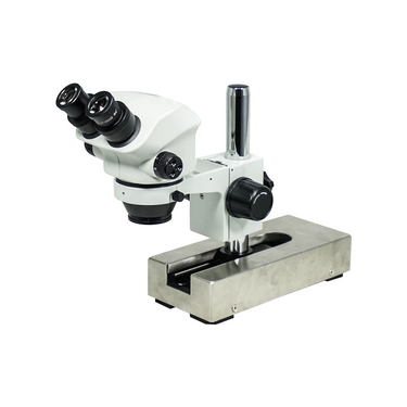 7-50X ESD Safe Gliding Base Stand Binocular Zoom Stereo Microscope, SKU SZ19040222, three quarter front view