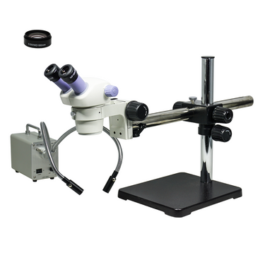 3.5-30X LED Light Boom Stand Binocular Zoom Stereo Microscope, SKU SZ02080425, three quarter front view