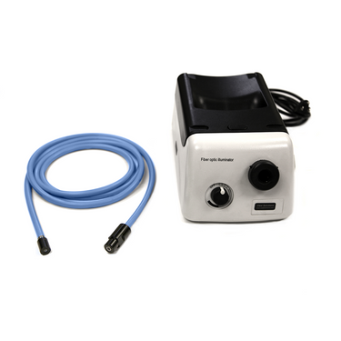 150W Halogen Fiber Optic Illuminator Microscope Light Source Box with Light Guide Cable 2200mm, SKU ML02311112, three quarter front view