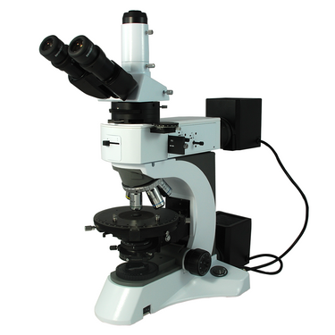 50X-1000X Polarizing Microscope, Trinocular, Dual Halogen Light, for Geology, Petrology, Laboratories, SKU PL13010333, three quarter front view