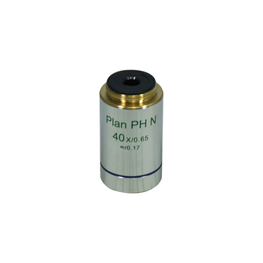 Objective Working Distance 0.72mm 40X Infinity Plan Achromatic Negative Phase Contrast Objective, SKU PH03023534, three quarter front view