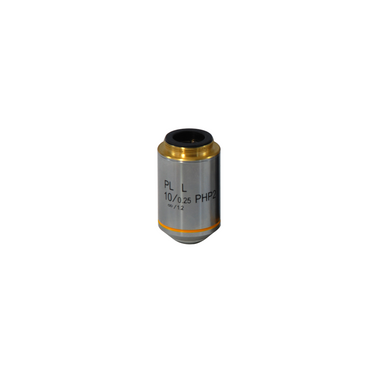 10X Infinity-Corrected Long Working Distance Plan Achromatic Phase Contrast Microscope Objective Lens Working Distance 4.3mm, SKU PH14053331, three quarter front view