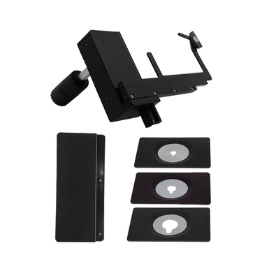 Attachable Microscope Mechanical Stage XY Translation + Slide Holder + Stage Inserts for Metallurgical Microscopes, SKU MT13055242, three quarter front view