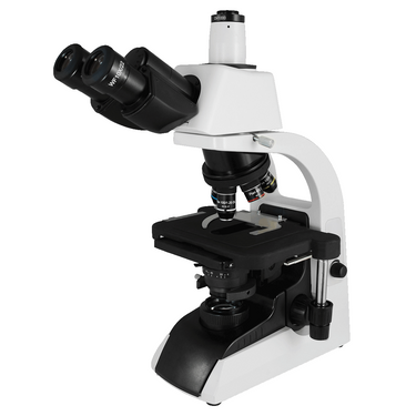 40X-1000X Biological Compound Laboratory Microscope, Trinocular, LED Light, 10X Adjustable Eyepieces, SKU BM04060303, three quarter front view