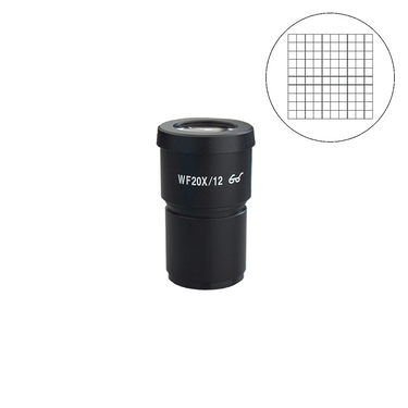 WF 20X Widefield Microscope Eyepiece with Reticle, Net Grid, High Eyepoint, 30mm, FOV 12mm (One), SKU SZ05013633, three quarter front view