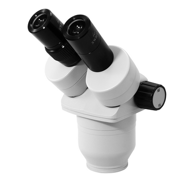 10X/20X Dual Power Stereo Microscope Head, Binocular, Focusable Eyepiece, SKU FS08011121, three quarter front view