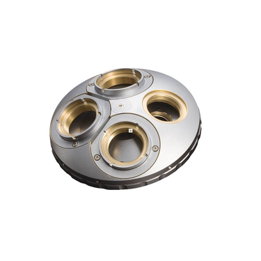Quadruple (4) Holes Quadruple (4) Holes Nosepiece, SKU Mitutoyo-176-211, three quarter front view
