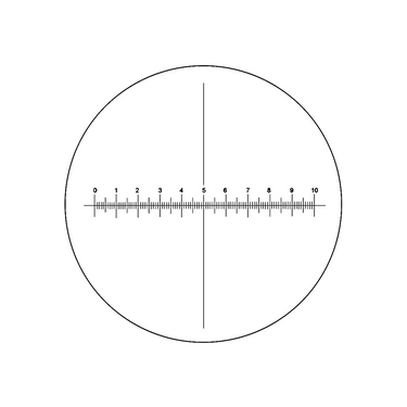 10mm/100 Div X-Axis Cross Hair Scale Reticle ( Dia. 26mm), SKU RT20103181, three quarter front view