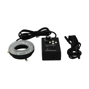 64 LED Microscope Ring Light with Four-Zone Quadrant Control Diameter 61mm 5W, SKU ML46241131, three quarter front view