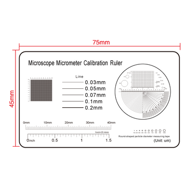 40mm/80 Div, 1.5Inch/30 Div, 10x10mm/100x100 Net Grid Line Gauge, SKU RT02412103, three quarter front view