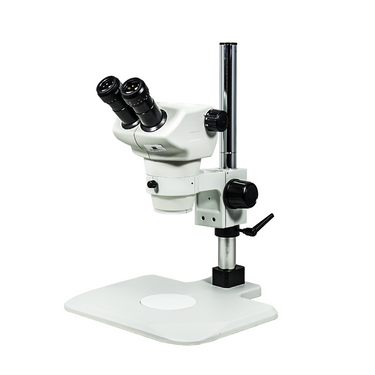 8-50X Post Stand Binocular Zoom Stereo Microscope, SKU SZ02030222, three quarter front view