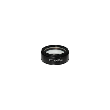 0.7X Infinity-Corrected Achromatic Microscope Objective Lens Working Distance 135mm, Screw Thread:M58x1.25mm, SKU PZ08014311, three quarter front view