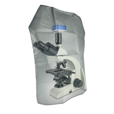 Microscope Dust Cover, Opaque, Grey Fabric (Large), SKU MA02023201, three quarter front view