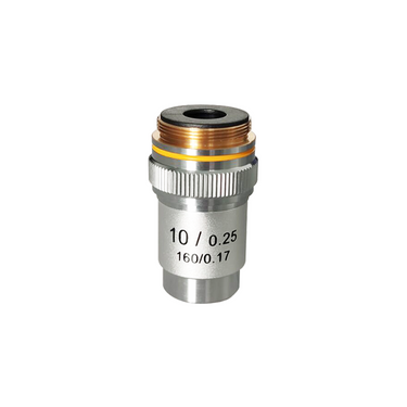 10X Achromatic Microscope Objective Lens Working Distance 7mm, SKU BM04013311, three quarter front view