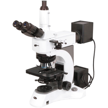 50-1000X HH Dual Illuminated Light XY Stage Travel Distance 75x50mm Trinocular Transmitted/Reflected Metallurgical Microscope, SKU MT13010323, three quarter front view