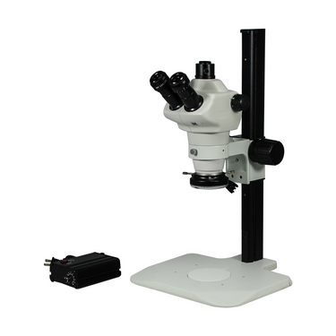 4-50X LED Light Track Stand Trinocular Zoom Stereo Microscope, SKU SZ02030151, three quarter front view