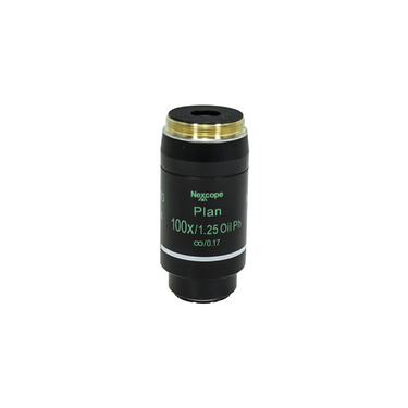 Objective Working Distance 0.20mm 100X Infinity Plan Achromatic Phase Contrast Objective(Oil), SKU Nexcope-NE620-Objective-PH100-Oil, three quarter front view