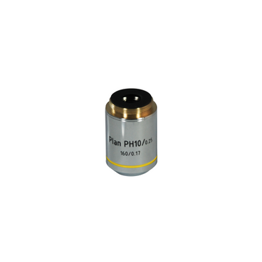 Objective Working Distance 13.57mm 10X Plan Achromatic Phase Contrast Objective, SKU PH13043331, three quarter front view