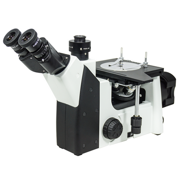50X-1000X Inverted Metallurgical Microscope, Trinocular, Halogen Light, SKU MT05170303, three quarter front view