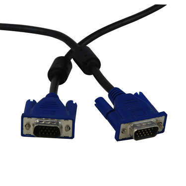 VGA to VGA Cable, Computer Monitor, 15 Pin to 15 Pin Male (1.5 meter, 5 feet), SKU EC02555501, three quarter front view